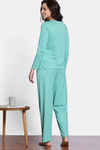 Zivame The Weekender Knit Cotton Pyjama Set - Ocean Floor — thumbnail 4